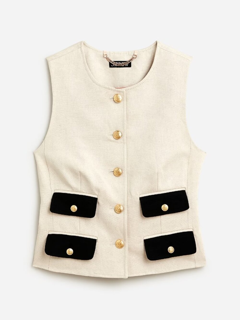J. Crew Contrast vest in textured linen blend • size 10 • BZ872